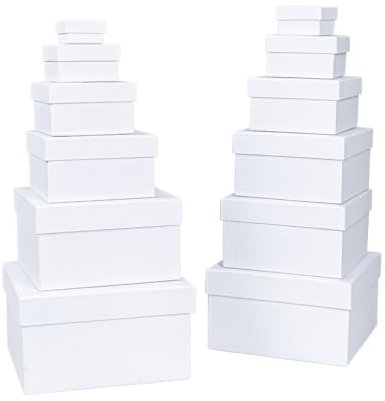 Ideen mit Herz Geschenkboxen mit Deckel | Pappboxen | 12er Set | 12 verschiedene Größen ineinander, groß bis klein | aus stabilem Karton | ideal für Geburtstag & Hochzeit | quadratisch | 3,5 bis 15 cm