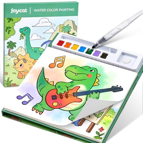 JoyCat Libro para colorear con acuarelas para niños pequeños a partir de 3-8 años, juego de acuarela para arte y manualidades, juguete educativo como regalo de cumpleaños para niños y niñas (Green)