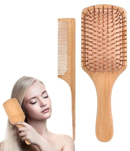Brosse à cheveux démêlante, brosse à palette | Peigne démêlant à palette 2 pièces | Brosse à cheveux épais et bouclés, brosse à cheveux lissante et lissante pour Massage du cuir chevelu,