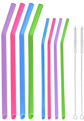Bendy Silicone Reusable Drinking Straws, Mellbree Flexible Drinking Straws for Smoothie, Milkshake, Cocktail and Hot Drinks Suitable for Post-Operative and Disabled