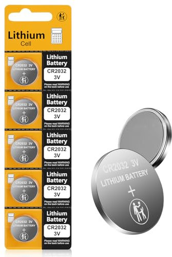 CR2032 3V Lithium Battery(5pcs)-Coin & Button Cell for Apple Airtag/Car Remote/Key Fobs/Glucose Monitor/Candles/Watches/Scales/Doorbell/Intelligent Sensors/3Volt 2032 Battery Replacement