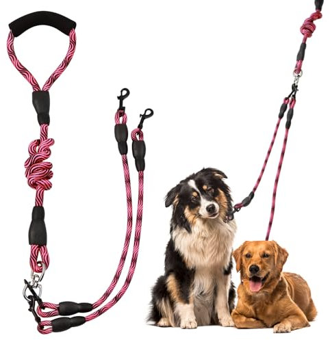 Doppelleine für Kleine und Mittlere Hunde, Anti-Tangle Dog Leash, Abnehmbare Hundeleine, 1,5 Meter Lang, 1 Stück Set