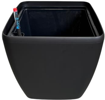 Avoid Maceta Autorriego Grande Interior y Exterior con Contador de Agua - Maceta Plástico Resistente Moderna con Sistema Autorriego para Hogar, Terraza, Jardín o Balcón - Ø 39x39 cm