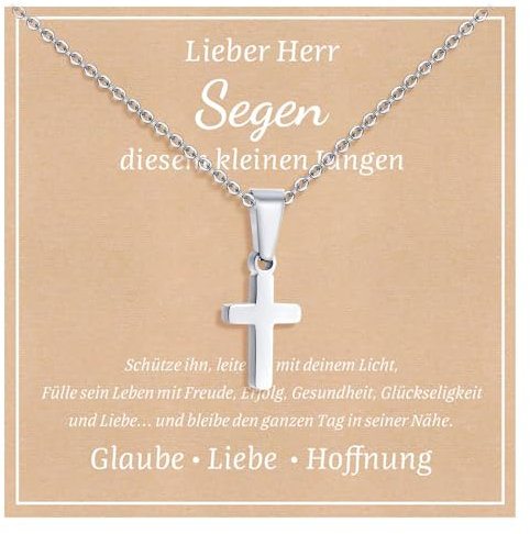 XUANPAI Kreuz Kette Geschenke für Tochter Halskette - Kinder Kreuzanhänger aus Edelstahl Silber Kreuzkette Geschenke für Teenager Weihnachten Geburtstagsgeschenk für Mädchen