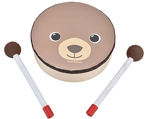 Kindertrommel, Cartoon Bear Drums Schlaginstrumente für Kindergartenkinder, Verbundholz und Polyesterleder