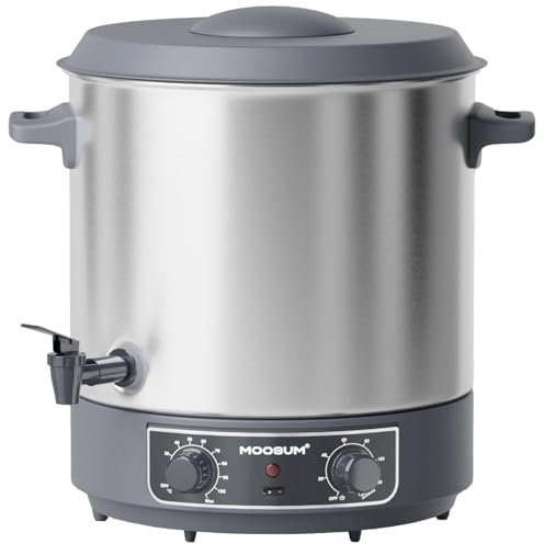 MOOSUM Einkochautomat mit Heißgetränkefunktion | 27 Liter Edelstahl 304 | Temperaturregelung 30-100°C | Timer (20-120 Min.) | Warmhaltefunktion & Überhitzungsschutz