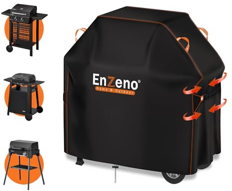Enzeno Grillabdeckung wetterfest, 90x70x110cm Gasgrill Grillabdeckung Grill schutzhülle Staubdicht Grill Abdeckplane für Weber, Brinkmann, Char Broil - Schwarz