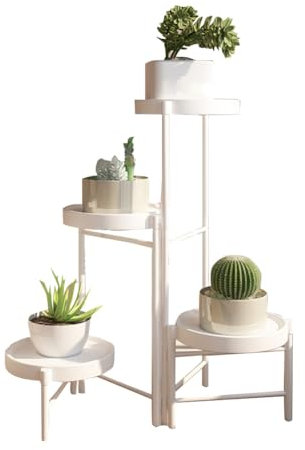 PortoAlegre Support de fleurs à 4 étages en métal pour plantes d'intérieur et d'extérieur - Support de pot de fleurs pour escalier de plantes - Support en fer anti-rouille pour décoration de la maison