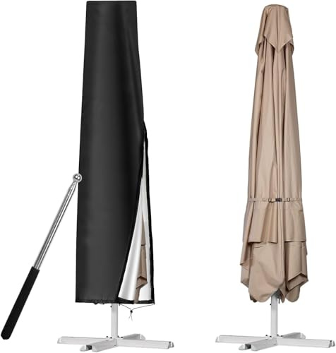YOMKILU Sonnenschirm Schutzhülle für Schirme Ø 1-3m, 210D Oxford-Stoff Abdeckplane mit Stab, Wasserdicht UV-Anti Schneesicher Abdeckung für Balkonschirm Marktschirm Gartenschirm, 190 x 30/50CM