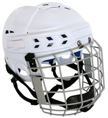 LOVIVER Casco Deportivo con Rejilla Facial Casco Protector de Cabeza Casco con Barbiquejo Ajustable Acolchado Interior Azul Protección Ocular y Facial Concha