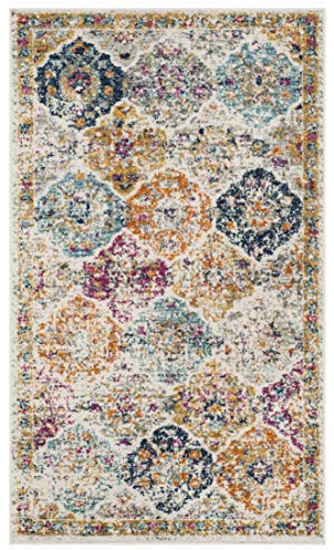 Safavieh Alfombra Angustiadas Sala de Estar, Comedor, Dormitorio - Madison Collection, Pelo Corto, Crema y Multi, 91 X 152 cm