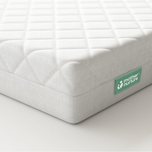 Mother Nurture Classic Eco Fibre Cot Bed Mattress - Hypoallergenic Easy Clean Quilted Cover, Reversible, Water Resistant, Baby Cot Mattress, Firm & Supportive, White, BSI Tested - Size 140x70 x10cm