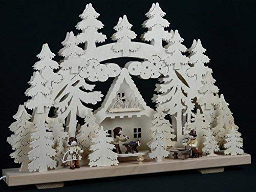 Rudolphs Schatzkiste Arche lumineuse avec vendeur d'arc et peintre - Arche lumineuse - Largeur 50 cm - Fait main - Monts Métallifères