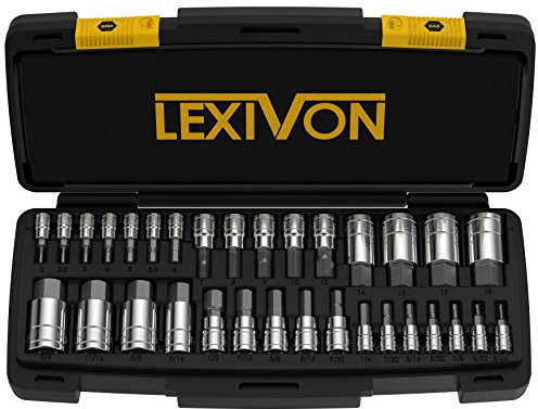 LEXIVON Master HEX Bit Socket Set, Premium S2 Alloy Steel | Complete 32-Piece, SAE and Metric Set | Enhanced Storage Case (LX-144)