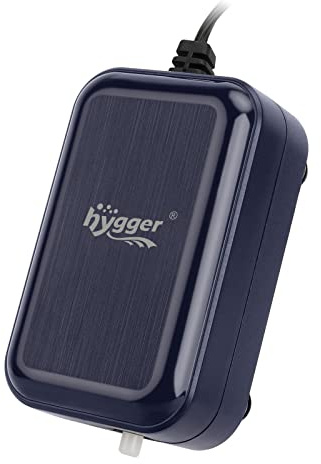 hygger Aquarium Air Pump, Adjustable Oxygen Pump Silent Powerful Aerator Pump 2W/3W/4.5W/6W/ 1 Air Outlets Ultra for Up to 30 Gallon Tank Single(2W) Without Accessories