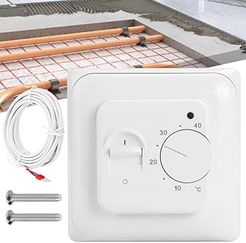 Electric Heating Manual Thermostat Underfloor, Electric UnderFloor Heating Thermostat Control Switch+ Floor Sensor White 16A
