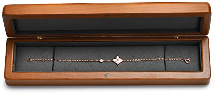 Oirlv Vintage Walnut Caja De Joyería De Cadena Larga De Madera De Nogal Para Cumpleaños, Compromiso, San Valentín(Gris Oscuro)