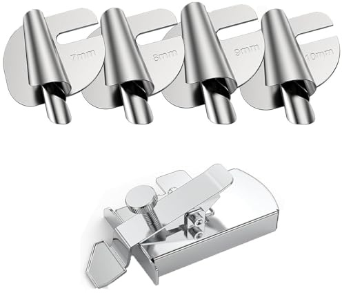 JINJUMEI Lot de 5 Accessoires pour Machine à Coudre,1 Guide de Couture Magnétique+4 pcs Sewing Rolled Hemmer Foot(7-10mm), Outil de Fixation Multifonction pour Matelassage et Ourlet