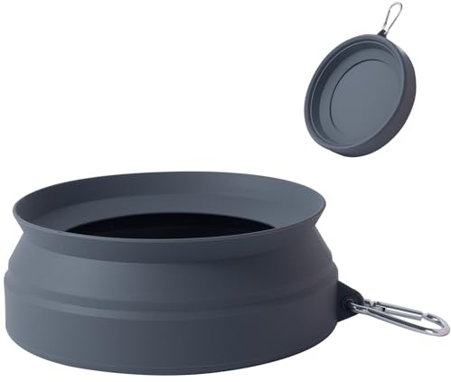 Voiture Pliant Bol en Chat/Chien, Silicone Pliable, Conception Anti-débordement sur Le Dessus du Bol, Faciles à déplier et Replier,Articles de Voyage pour Chiens et Chat (Gris)