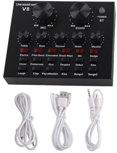 KIMISS Tarjeta de Sonido en Teléfono Móvil y Computadora Dual con 112 Sonidos eléctricos: Tarjetas de Externas de Transmisión y Grabación en