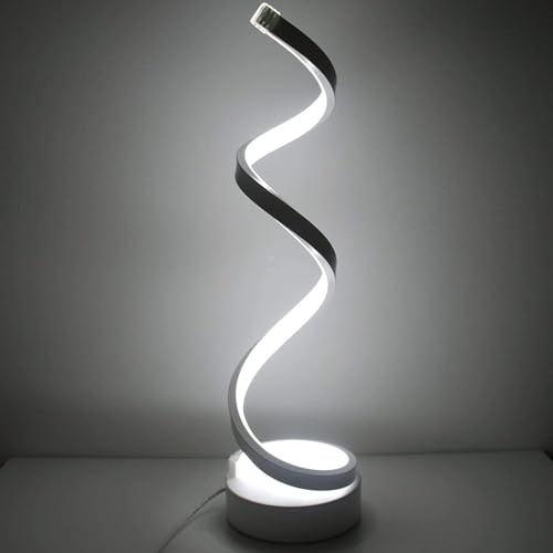 maolo Lampada da Tavolo LED a Spirale 13W Moderna | 3 Toni di Luce CCT 3000K 4000K 6500K con Memoria | Design Minimal Decorativo | Luce Ambiente per Camera Salotto Studio | Bianco/Nero (Bianco)