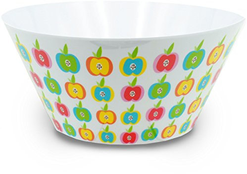 alles-meine.de GmbH 1 Stück große Schüssel - bunte Blumen/Blüten - Äpfel - HOCH - rund - 3,8 Liter - aus Melamin Kunststoffschale/Kunststoff Plastikschale - für Erwachs..