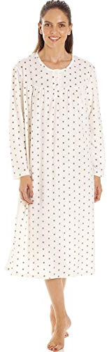 Camille Classico A Maniche Lunghe A Pois A Pois Morbido Abiti da Notte in Pile 54-56 Mink