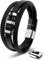 SERASAR Lederarmband für Männer 17cm Schwarz Silber Herren Armband Leder Armreif Lederband Herrenarmreif Armschmuck Schmuck Armkette Flecht Wickelarmband