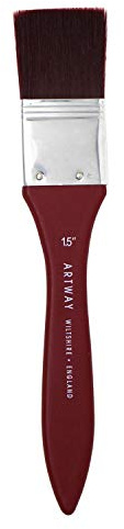 Artway Pennello piatto da 3,8 cm, manico in legno, setole in nylon, sintetico