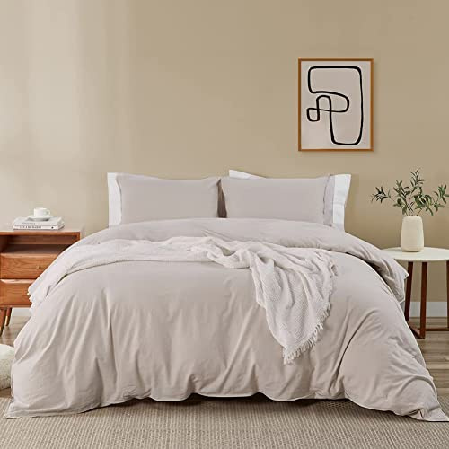 Soifox Ropa de cama de 220x240 cm, color beis, juegos de ropa de cama de microfibra, no necesita planchado y no se arrugan, juego de 2 unidades, ropa de cama con cremallera