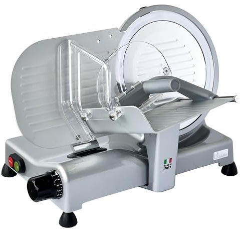 BIKITCHEN AS 2500 Profi Aufschnittmaschine 25 cm, abnehmbare Schleifvorrichtung, silber