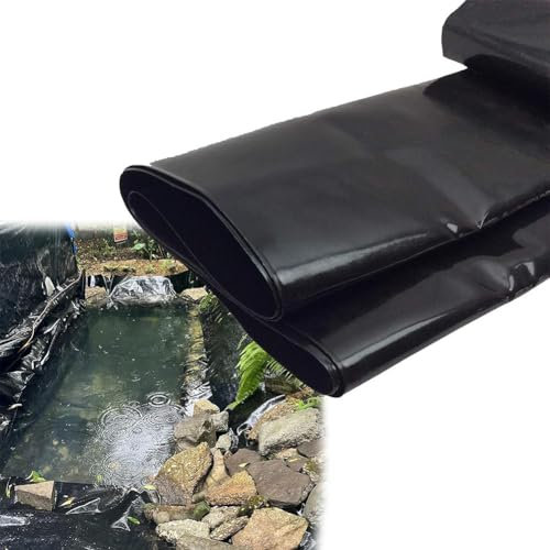 MISKYN Teichfolie Schwarz HDPE 2X4m 2X10m 3X8m 7X10m 9X10m, UV-Beständig, Schwimmteich Folie Gartenteich Teichplane, Für Teichbau, Garten- Und Teichzubehör,9 * 10m