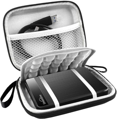 Lacdo Hårddisk Bärväska för UnionSine Ultra Slim Portable External Hard Drive 1TB 2TB 4TB 5TB 750GB 500GB 320GB 250GB USB 3.0 2.5 tum HDD EVA Stötsäker Resväska, Svart