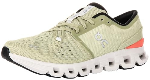 On Cloud X 4 Herren Sneaker, Grün/Rot (Caper/Salmon), 40.5 EU