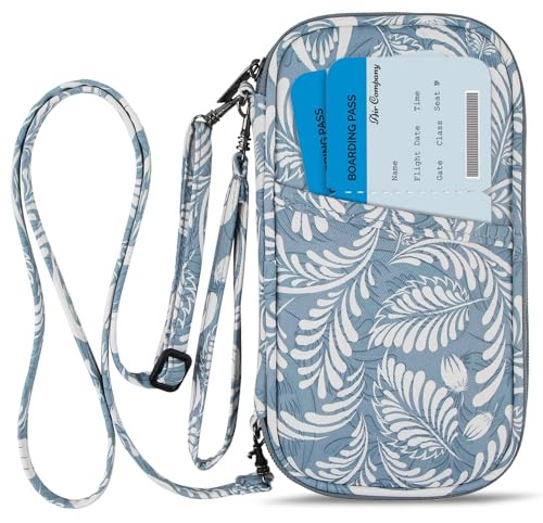 homchen RFID Blocking Travel Passport Wallet Holder, Document Organiser Case Credit Card Holders for Men and Women (RFID-GrayLeaf)