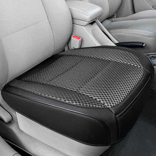 1 Pack Black Ventilated Bottom Car Seat Cover, 3D Air Mesh Breathable Front Leather Car Seat Protectors, Universal Fit Automotive Comfortable Seat Cushion with Storage Pocket for Car Truck SUV