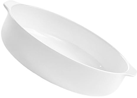 Cabilock Plato De Cerámica Blanca De 7 Pulgadas Fuente Para Hornear Con Asas Resistente a Altas Temperaturas Para Horno y Microondas Adecuado Para Uso Diario Casa Utensilios De Cocina Elegantes