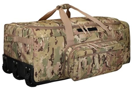 120L 3-Wheel Rolling Duffle Bag - Heavy Duty Military Deployment Bag, Durable Wheeled Duffle Luggage for Travel, Camping & Outdoor Adventures