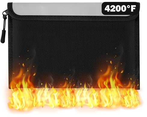 GQIRIL Bolsa de documentos impermeable ignífuga -°C resistente al agua, bolsa de dinero a prueba de fuego, 4 capas de almacenamiento con aislamiento térmico con cremallera, bolsa portátil de 7.9 x 5
