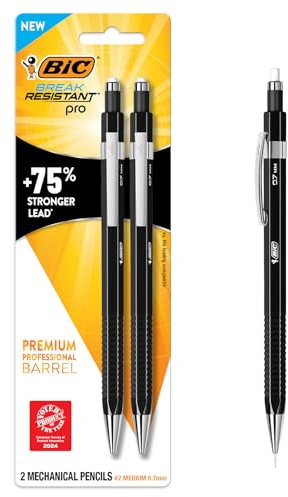 BIC Break Resistant Pro Mechanical Pencil, 2-Count, 0.7mm, Twist-Up Eraser