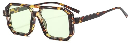 Long Keeper Gafas de Sol Piloto Retro Para Hombre y Mujer, Cuadrados, Diseño Vintage de los años 70 con Doble Puente y Protección UV400