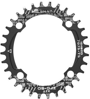ENGWE MTB Bike Chainring 104BCD Narrow Wide Chainring, 32T 34T 36T 38T Round Oval Chainrings, Aluminum Single Chainrings Chainwheel, Fits 8 9 10 11 Speed Chains (Oval, 32T)