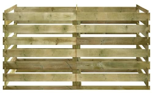 Vopese Compostador de madera para residuos de jardín, contenedor de compostaje de madera de pino impregnada, 180 x 90 x 90 cm, para fertilización natural Model42955