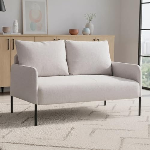 chairus 2 Seater Sofa for Living Room Longue Linen Loveseat Couch Small Upholstered Sofa Settee with Metal Legs(Beige)
