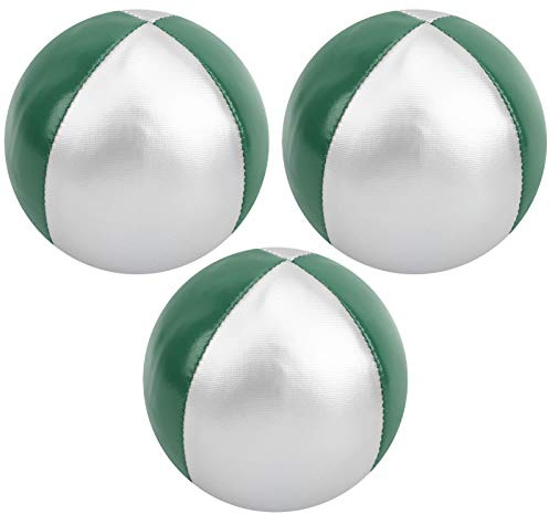 Jelquix Jonglierbälle 3-teiliges Set, Weiches PU-Leder, Leichte, Reißfeste Wurfbälle, Ideal für Anfänger Bis Profis, Indoor-Outdoor-Unterhaltung (grün/Silber)