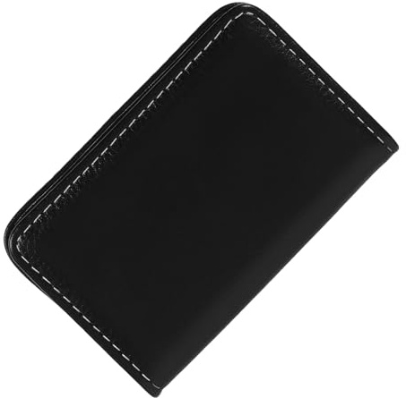 SUPVOX Porte-cartes de Visite en Acier Inoxydable Cuir Synthétique, Boîte à Cartes de Visite Magnétique Noire, Organiseur Compact pour Cartes de Crédit ’identité, Accessoire