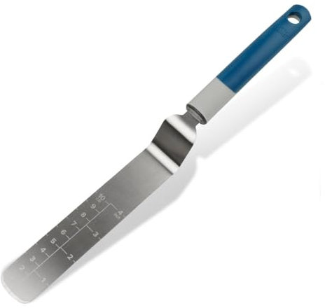 Tasty Winkelpalette mit Messskala, 32,5x3cm, Edelstahl, Perfekt zum Glattstreichen & Verzieren von Torten, Spülmaschinengeeignet – Grau/Blau/Silber