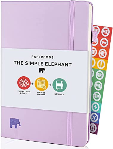 Papercode Daily Planner and Diary 2024-2025 - Undated Day Planner and Appointment Diary w/Gratitude Stickers - Leatherette Weekly Journal, Academic Study Planner - Lilac