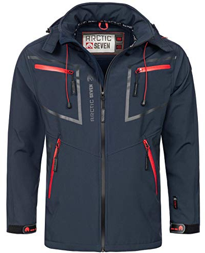 Arctic Seven Herren Softshell Jacke Funktionsjacke Outdoor Regenjacke Atmungsaktiv Fleece Innenfutter AS088 [AS-088-Navy-Gr.M]