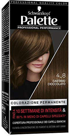 Schwarzkopf, Palette Colorazione Permanente, Tinta per Capelli, Crema Colorante Professionale, Copertura dei Capelli Bianchi, Sistema Anti-danni, Tonalità 4-8 Castano Cioccolato